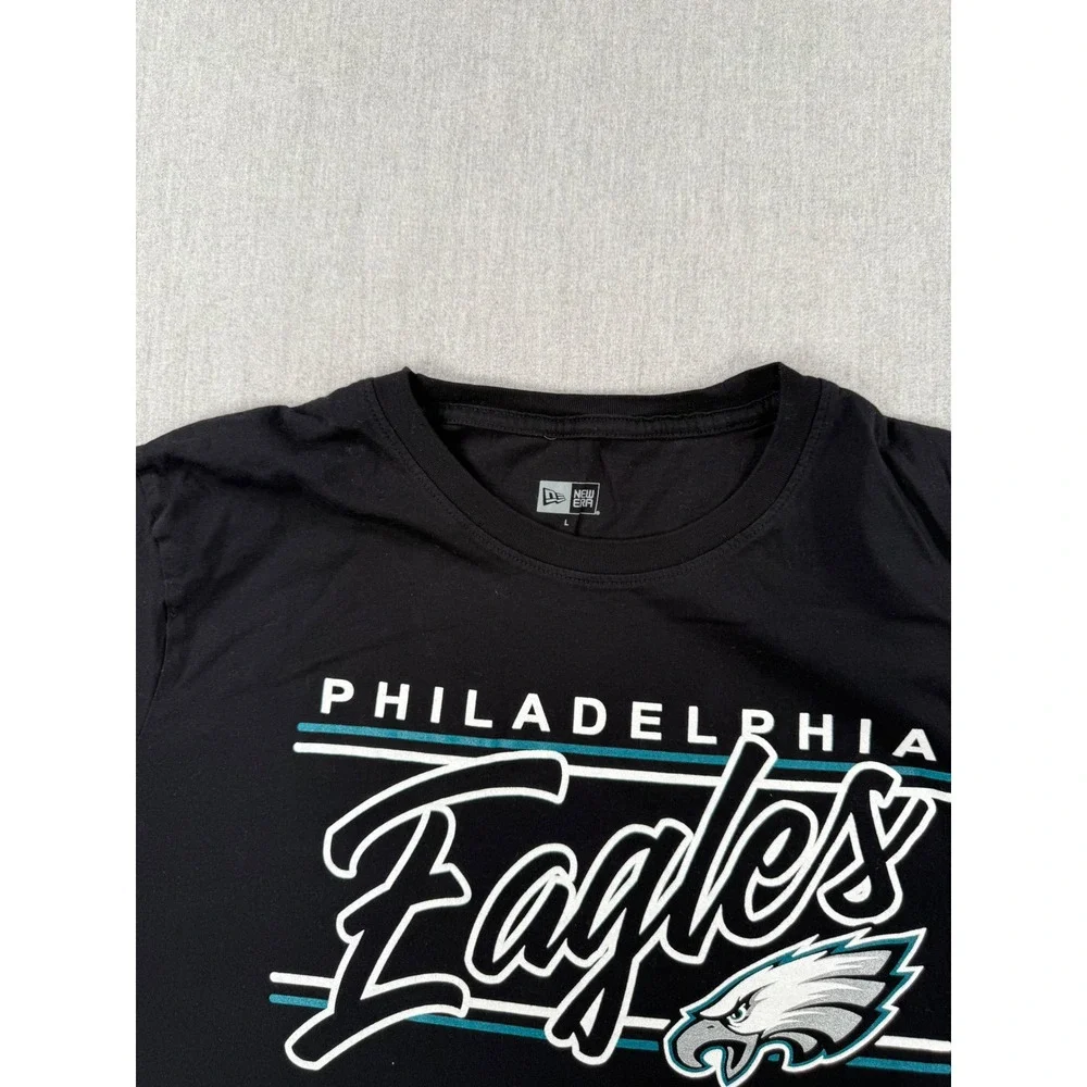 New Era Philadelphia Eagles Mens Black Graphic T-Shirt‎ Large NFL Football Tee